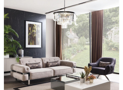 Woonkamer Design Bankstel 3-zits gestoffeerde bank Bankstellen beige