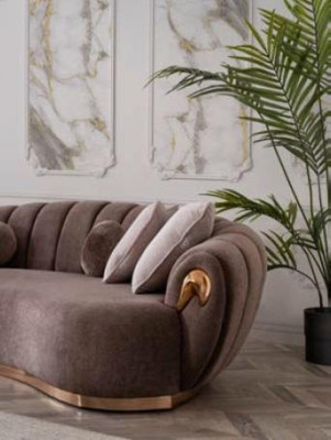 Luxe woonkamerbankstel 3+3+1 zitplaatsen Half ronde bank Sofa met tafel 4-delig.