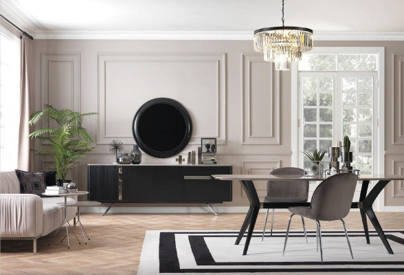 Woonkamer dressoir spiegel dressoir hout met metalen stijl zwart