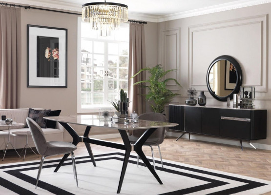 Woonkamer dressoir spiegel dressoir hout met metalen stijl zwart