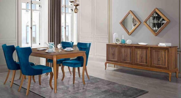 Compleet set eettafel 4x stoelen eetkamerset eetgroep houten tafel tafels 6-delig