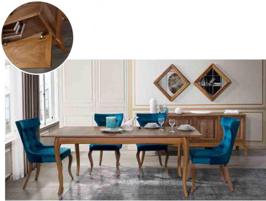 Compleet set eettafel 4x stoelen eetkamerset eetgroep houten tafel tafels 6-delig