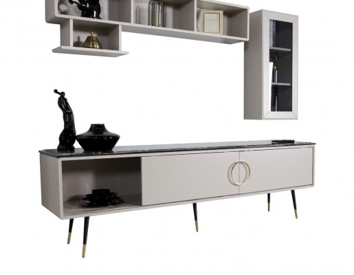 Complete eetkamerset 7-delig Eetkamer Dressoir Set Modern Tafel 4x Stoelen rtv