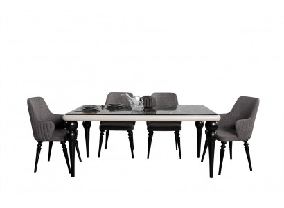 Tafel Compleet Set Eettafel 4x Stoelen Eetkamer Set Eetgroep Houten Tafel 5 delig