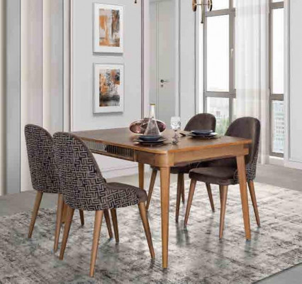 Tafel Ontwerp Stoelen 5-delige Eetkamer Houten Tafels Eethoek Set Stoel Groep Nieuw