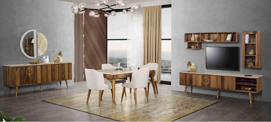 Eetkamer houten tafels eetgroep set stoel groep nieuw tafel 4x design stoelen 5-delig.