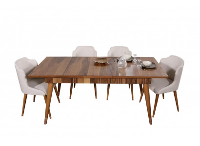 Eetkamer set Eetgroep Houten tafel Tafels 5-delige complete set Eettafel 4x stoelen