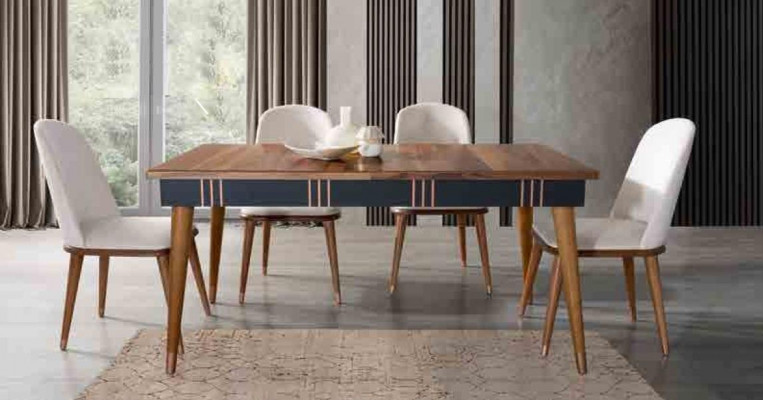 Tafel Eetkamer Set Eettafel Stoel Set 5-delig. Textiel Houtleunstoelen Meubels