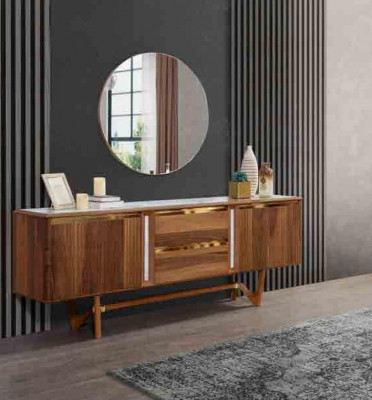 Sideboard commodeset Italiaanse meubels 2-delig kast houten ladekast met spiegel