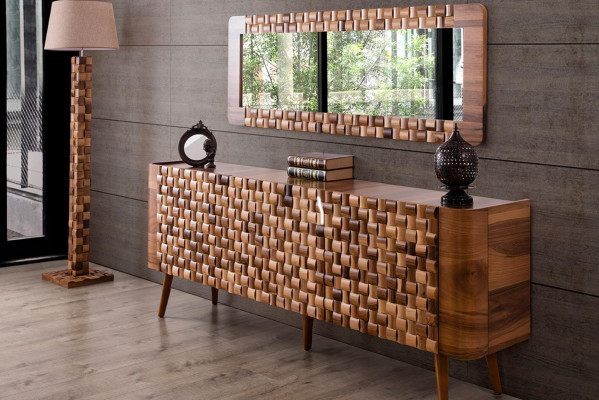 Ladenkastjes Set Italiaanse Stijl Meubels Hout Ladenkast Spiegel Dressoir Kast 2 stuks