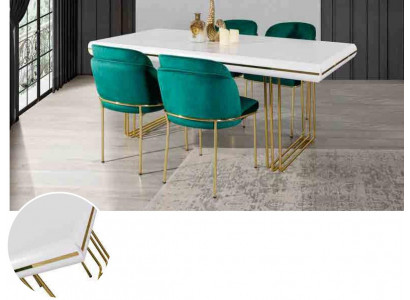 Luxe eettafel tafel eetkamertafels metalen design keukentafel wit goud hout