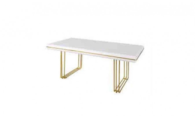 Luxe eettafel tafel eetkamertafels metalen design keukentafel wit goud hout