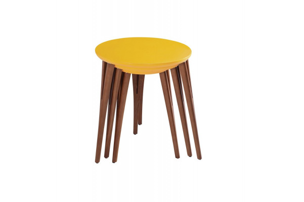 Houten tafels bijzettafels bloemenstandaard set bijzettafel tafel salontafel 3-delig.