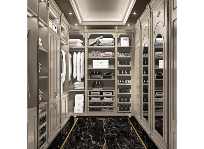 Inloopkast Luxe kleedkamer Klassieke garderobe Op maat gemaakt