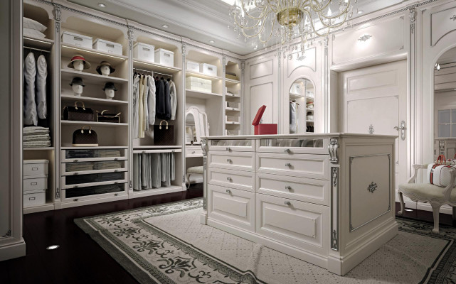 Wandelbare kledingkast Luxe klassieke garderobe Kleedkamer op maat