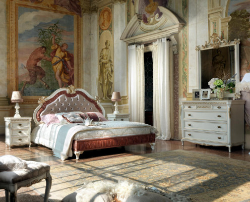Ontwerp slaapkamer 5 delige complete set Bed Nachtkastje Commode Italiaanse sets