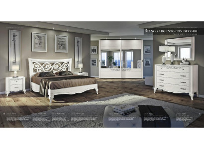 Set 6-delige slaapkamer Bed Nachtkastje Kledingkast Commode Spiegel Set