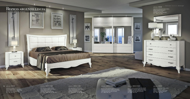 Slaapkamer Bed Nachtkastje Kledingkast Commode Spiegel Wit Luxe Set 6-delig