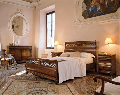 Slaapkamermeubelset 4-delig Bed 2 nachtkastjes Ladenkast Massief hout Designmeubels