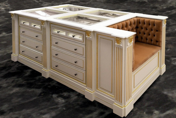 Eiland Loopbare kledingkast Ladenkast Kleedkamer Laden Kruk Jurken