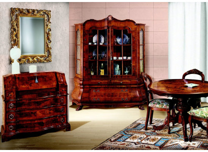 Compleet set eettafel 3 stoelen eetkamerset vitrine dressoir 6-delig set barok.