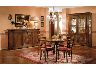 Eetkamer set eettafel 4x stoel dressoir vitrine stel tafel groep 7-delige meubels