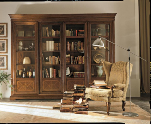 Kantoor boekenkast kast laden kantoorkast glazen deuren meubels design massief hout