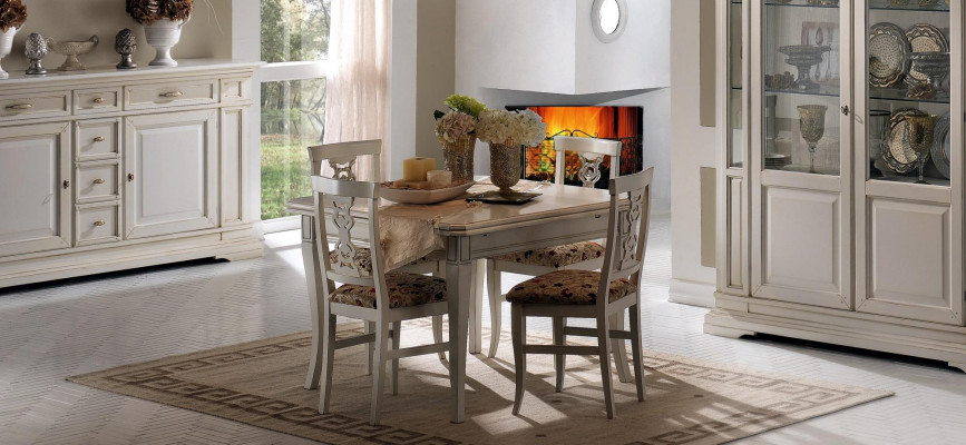 Garnituur 7-delig Houten Meubel Dressoir 4x Stoel Tafel Vitrine Nieuwe Groep Eetkamer Set