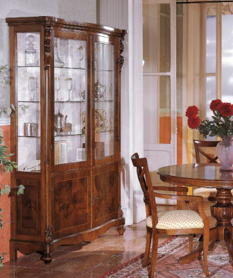 Luxe eetkamerset 6-delig houten meubilair commode 3x stoel tafel vitrine nieuw