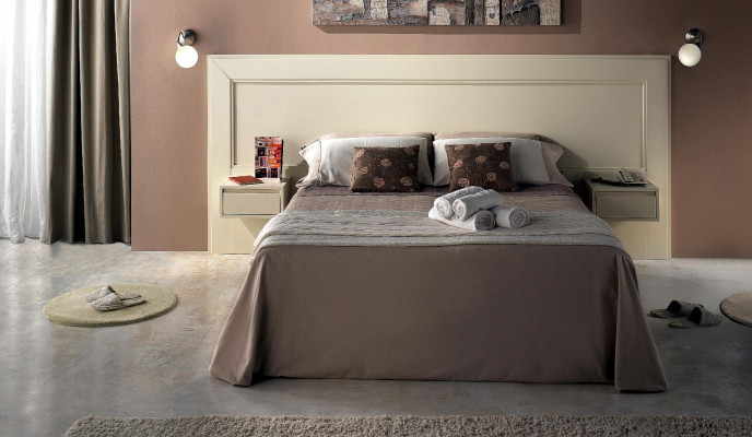 Ontwerp Moderne Luxe Meubels 4-delig Set Hotel Inrichting 2x Bedden + Nachtkastje