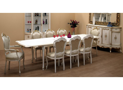 Compleet set eettafel 8x stoelen eetcafé eetgroep houten meubilair tafels 9 delig