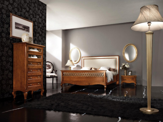 Ontwerp Klassieke Luxe Meubels Moderne Bed 2x Nachtkastje 4 delige Slaapkamer Set