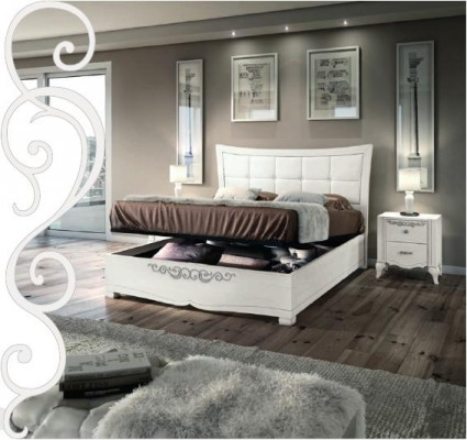 Garnituur Set 3-delig Slaapkamer Bed Nachtkastje Dubbel Hout Modern Groep Bedden