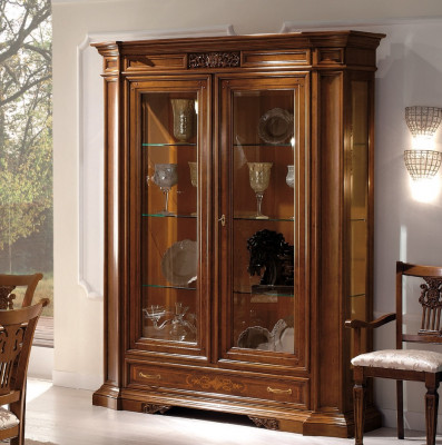 Vitrine Dressoir Vitrines Luxe Glazen Kasten Bruin Hout Ontwerp Meubels