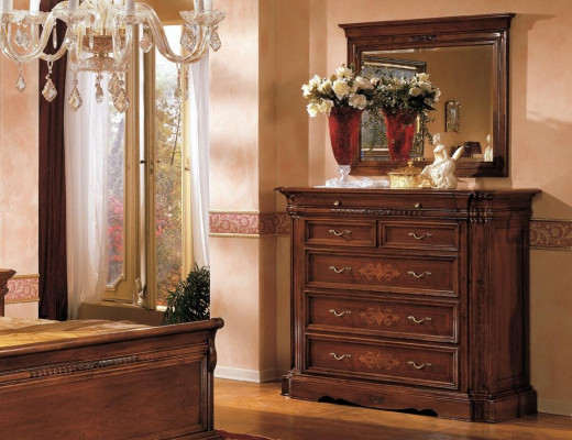 Massief houten dressoir met spiegel dressoir set Italiaanse meubels 2-delig.