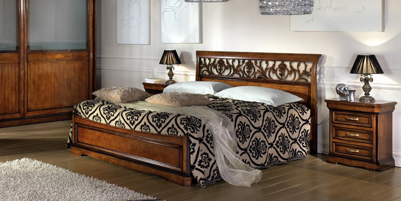 Luxe bed hout slaapkamer set bedden 2x nachtkastje console bijzettafel 3-delig