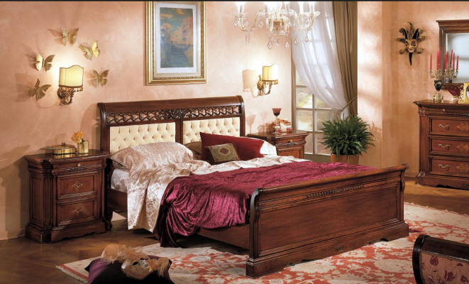 Bed tweepersoonsbed houten bed meubels massief hout slaapkamer designbed houten bedden