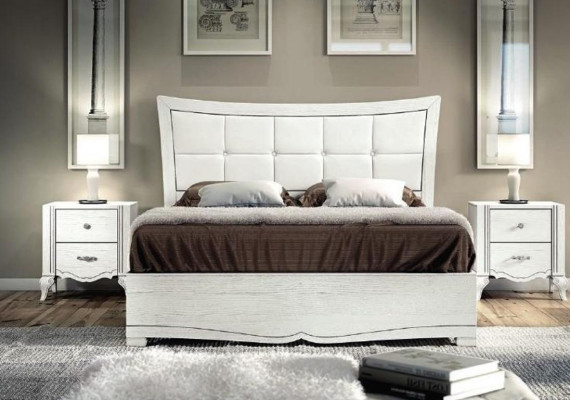 Tweepersoonsbed Bedden Bed Bekleding Houten Designer Tweepersoons Bedframe Wit Bedframes