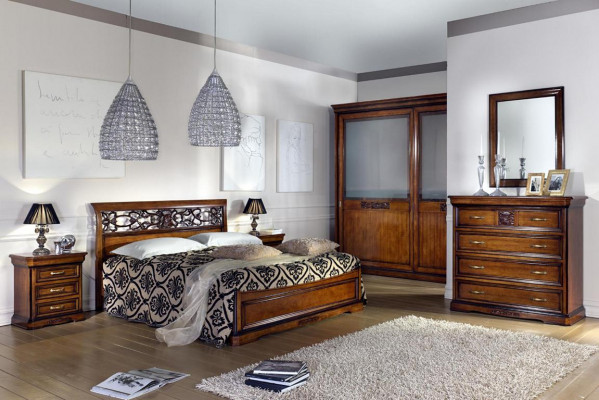 Slaapkamer Hout Bruin Bed Luxe Meubels Vaccari cav giovanni Massief Hout Nieuw