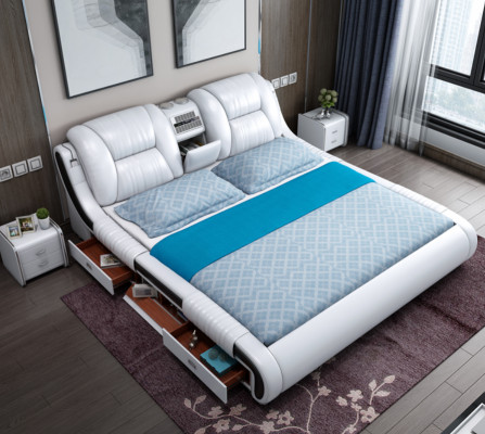 Multifunctionele slaapbank xxl Grote bedden Boxen USB Hotel Leer Bekleding Laden