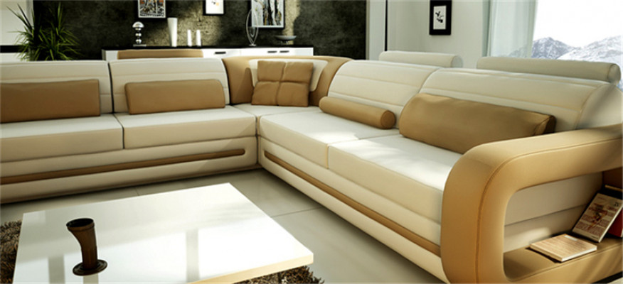 Ontwerper bank U-vorm hoekbank gestoffeerde bank lederen bankstellen woonlandschap nieuw