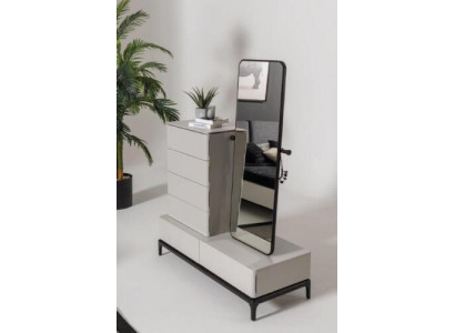 Commode woonkamerset commode met spiegel hout Stijl Modern wit