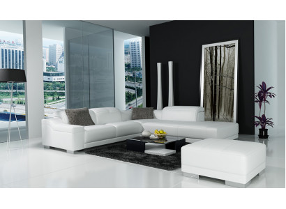 Designer bankstel set bank hoekbank met voetenbank woonlandschap bekleding