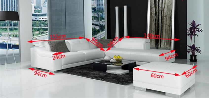 Designer bankstel set bank hoekbank met voetenbank woonlandschap bekleding