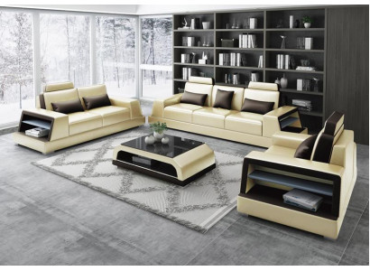 Leren bankstel Bankstel Gestoffeerde bank 3+1+1 zitsbanken Bank Design Leer Nieuw