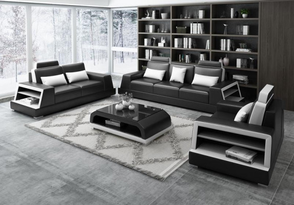 Leren bankstel Bankstel Gestoffeerde bank 3+1+1 zitsbanken Bank Design Leer Nieuw