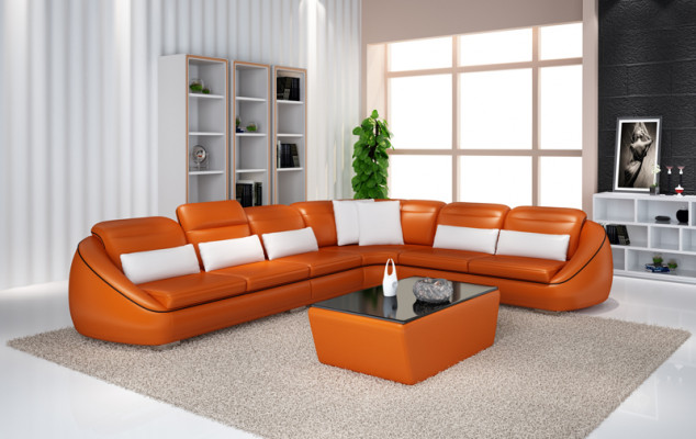 Designer bankstel hoekbank met hocker woonsfeer set stoffering