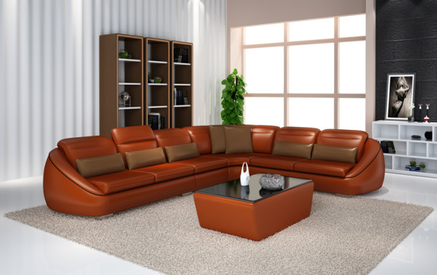 Designer bankstel hoekbank met hocker woonsfeer set stoffering