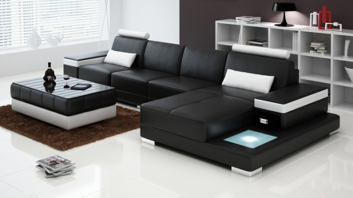 Bank hoekbank meubilair leer woongebied set ontwerp modern bankstel