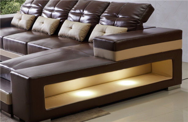 Hoekbank Leren Woonlandschap Set Design Modern Bank L-Vorm Bruin